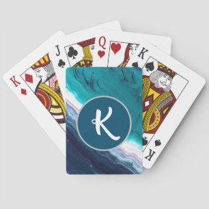 Baraja De Cartas Monograma resumen azul de bonito