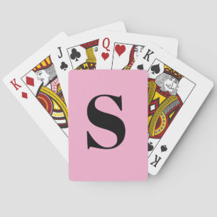 Baraja De Cartas Monograma Retro con Letra Minúscula Rosa Pastel Ad