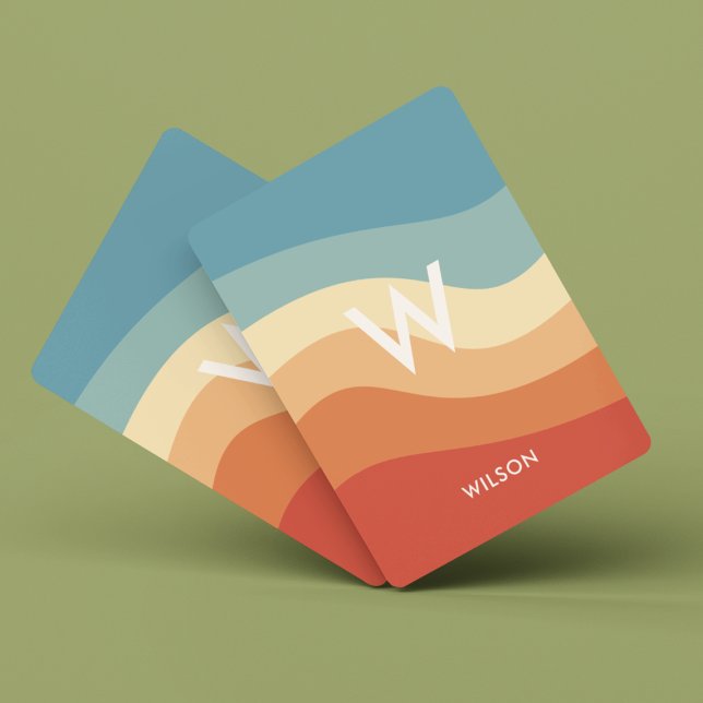 Baraja De Cartas Monograma retro rayado ondulado personal (Subido por el creador)