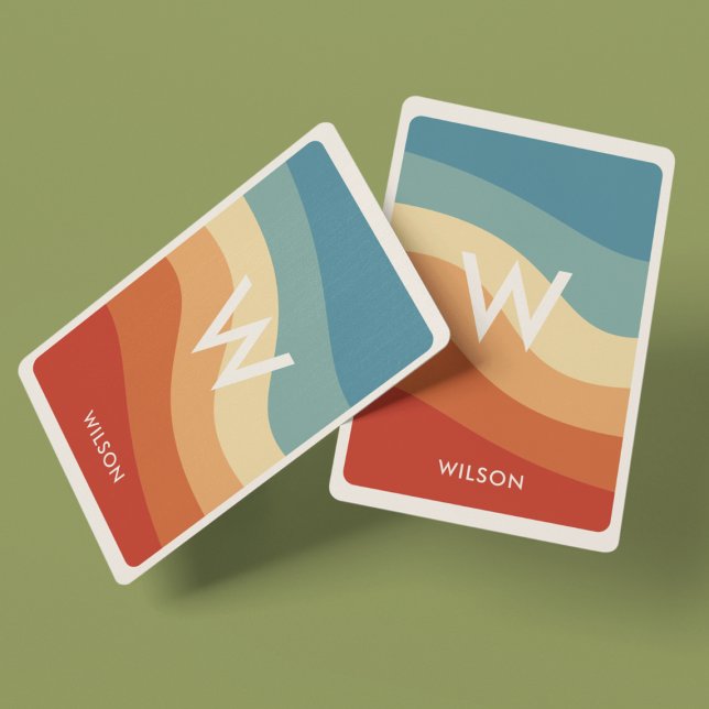 Baraja De Cartas Monograma retro rayado ondulado personal (Subido por el creador)