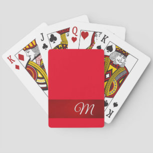 Baraja De Cartas Monograma Rojo Sencillo Elegante Minimalista Calig