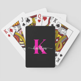 Baraja De Cartas Monograma rosa caliente negro