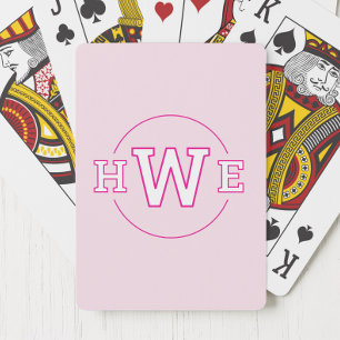 Baraja De Cartas Monograma rosa Iniciales simples moderno Girly Ret