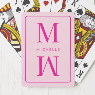 Baraja De Cartas Monograma Rosa Moderno Moda Inital Giratoria Simpl