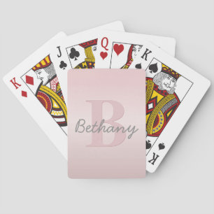 Baraja De Cartas Monograma rosa personalizable y letra de tu nombre