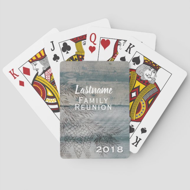 Baraja De Cartas Monograma rústico del otoño invierno del regalo de (Reverso)