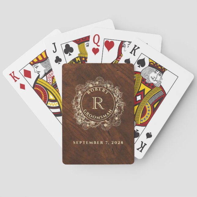 Baraja De Cartas Monograma Rústico del Padrino (Reverso)
