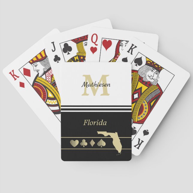 Baraja De Cartas Monograma Silhouette Gold Florida (Reverso)