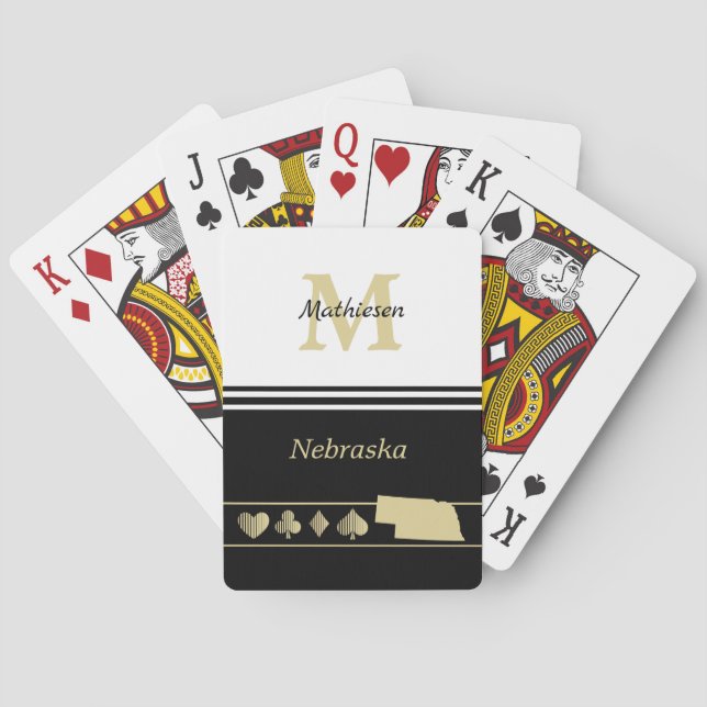 Baraja De Cartas Monograma Silhouette Gold Nebraska (Reverso)