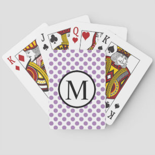Baraja De Cartas Monograma simple con puntos de Polka Lavender