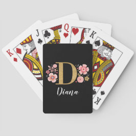 Baraja De Cartas Monograma Simple Elegante Negro Oro
