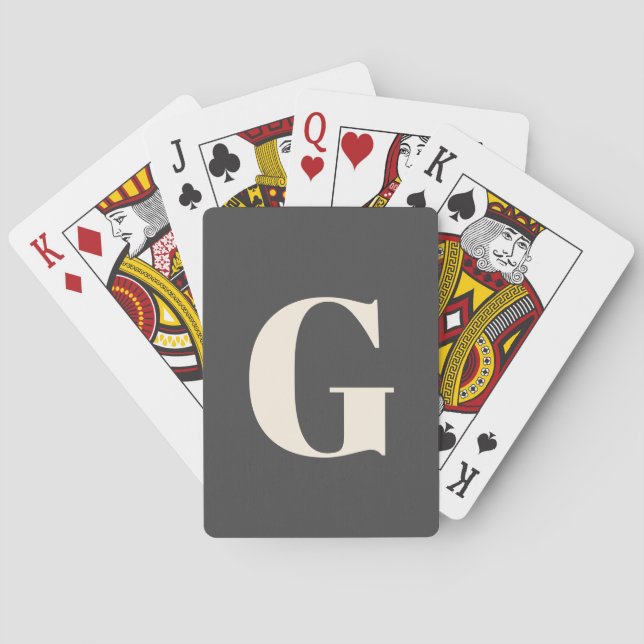 Baraja De Cartas Monograma simple negrita simple personalizado negr (Reverso)