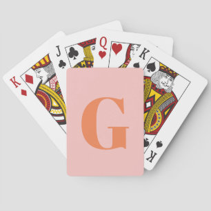Baraja De Cartas Monograma simple negrita simple personalizado rosa