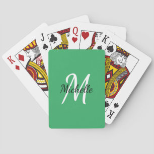 Baraja De Cartas Monograma simple verde y blanco Reproducción clási