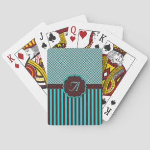 Baraja De Cartas Monograma Tartán, Verde azulado claro y marrón cho