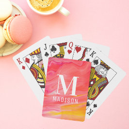 Baraja De Cartas Monograma Trendy Girly Moda Resumen Elegante