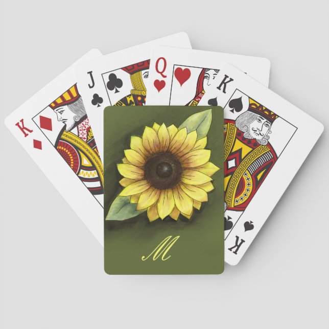 Baraja De Cartas Monograma y girasol (Reverso)