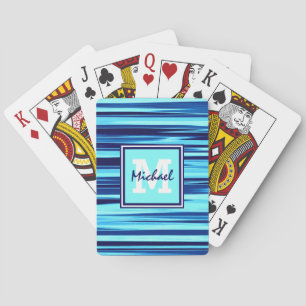 Baraja De Cartas Monograma y nombre azul fresco con estilo