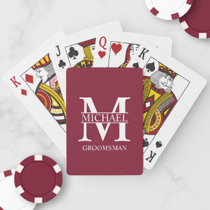 Baraja De Cartas Monograma y nombre clásicos de los Groomsmen perso
