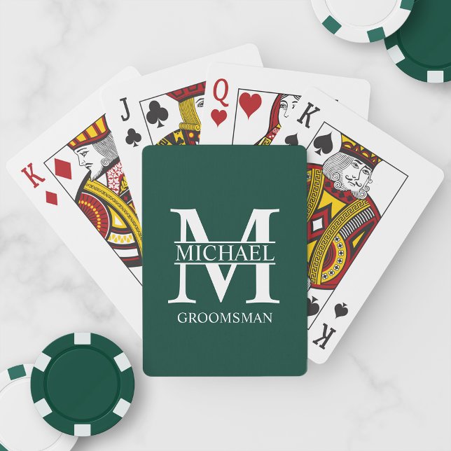 Baraja De Cartas Monograma y nombre clásicos de los Groomsmen perso (Subido por el creador)