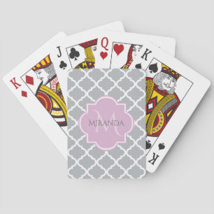 Baraja De Cartas Monograma y nombre de la lavadora de quatrefoil gr