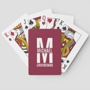 Baraja De Cartas Monograma y nombre de los Groomsmen personalizados