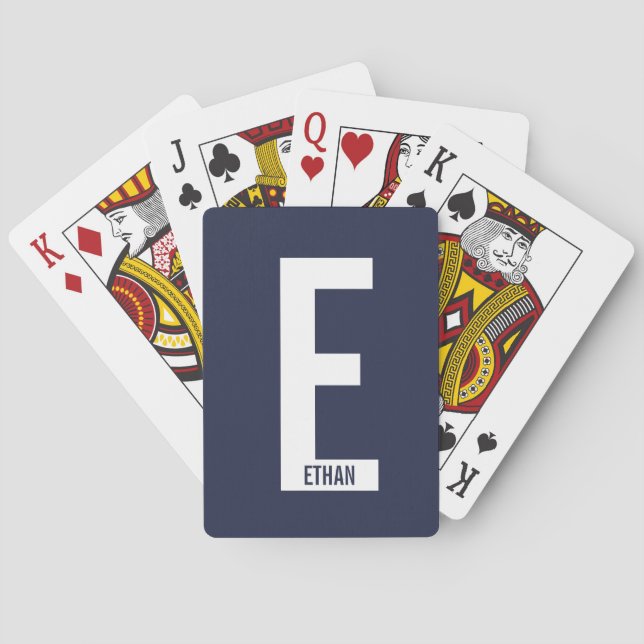 Baraja De Cartas Monograma y nombre negrita personalizado moderno (Reverso)