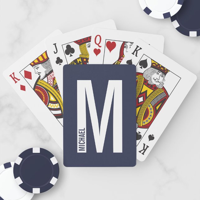 Baraja De Cartas Monograma y nombre negrita personalizado moderno (Subido por el creador)