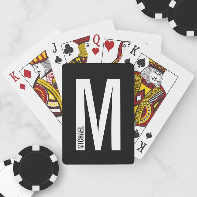 Baraja De Cartas Monograma y nombre negrita personalizado moderno (Subido por el creador)