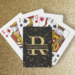 Baraja De Cartas Monograma y nombre Personalizado personalizado<br><div class="desc">DIY Haz tu propia tarjeta de juego personalizada de Ricaso - cambia el texto - agrega tu propio detalle monogramado y tu nombre a estas tarjetas diseñadas con un fondo de detalle de speck en oro impreso (el color está impreso plano,  no es un toque de oro real)</div>