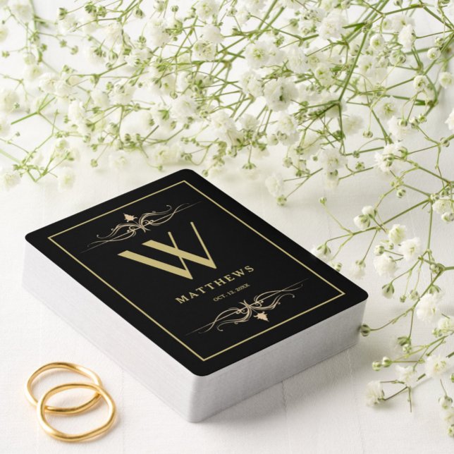 Baraja De Cartas Monograma y nombre personalizados de oro moderno (Subido por el creador)