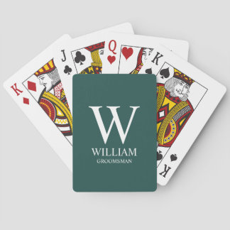 Baraja De Cartas Monograma y nombre personalizados para padrinos de
