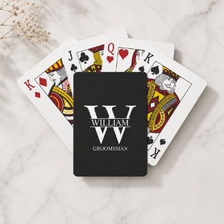 Baraja De Cartas Monograma y nombre personalizados para padrinos de