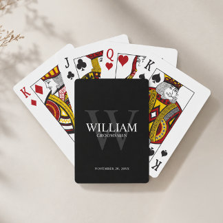 Baraja De Cartas Monograma y nombre personalizados para padrinos de