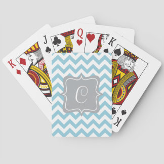 Baraja De Cartas Monograma Zigzag azul y blanco
