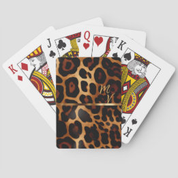 Baraja De Cartas Monogramado de moda Leopard Print y Gold