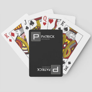 Baraja De Cartas Monogramado de nombre blanco y negro