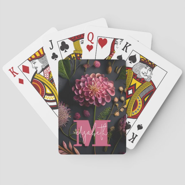 Baraja De Cartas Monogramado Floral (Reverso)