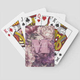 Baraja De Cartas Monogramado Purple Peonies