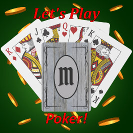 Baraja De Cartas Monogramado Rústico Gray Barnwood Personalizado