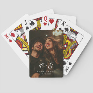 Baraja De Cartas Monogramas personalizados de parejas de boda con f