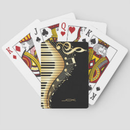 Baraja De Cartas Monogramed Black And Gold Music Notes