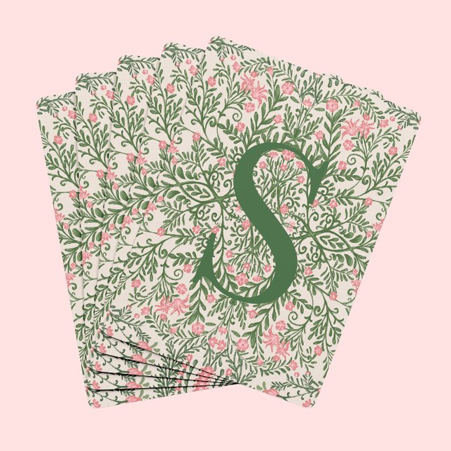 Baraja De Cartas Monogrammed Green & Pink Floral Pattern Card Deck  (Subido por el creador)