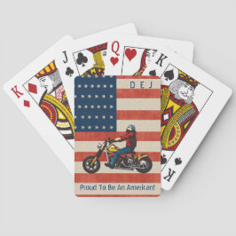 Baraja De Cartas Monogramo Biker Orgulloso De Ser Estadounidense