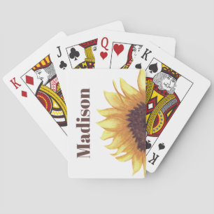Baraja De Cartas Monomograma de girasol amarillo blanco rústico boh