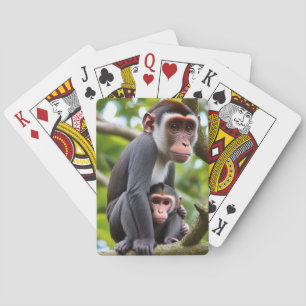 Baraja De Cartas Monos madre y bebé en un árbol