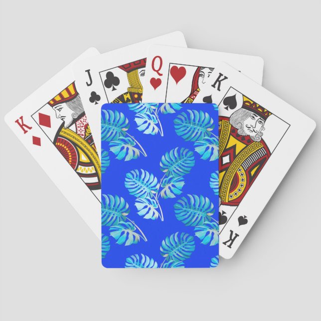 Baraja De Cartas Monstera Brisa Azul Cobalto (Reverso)