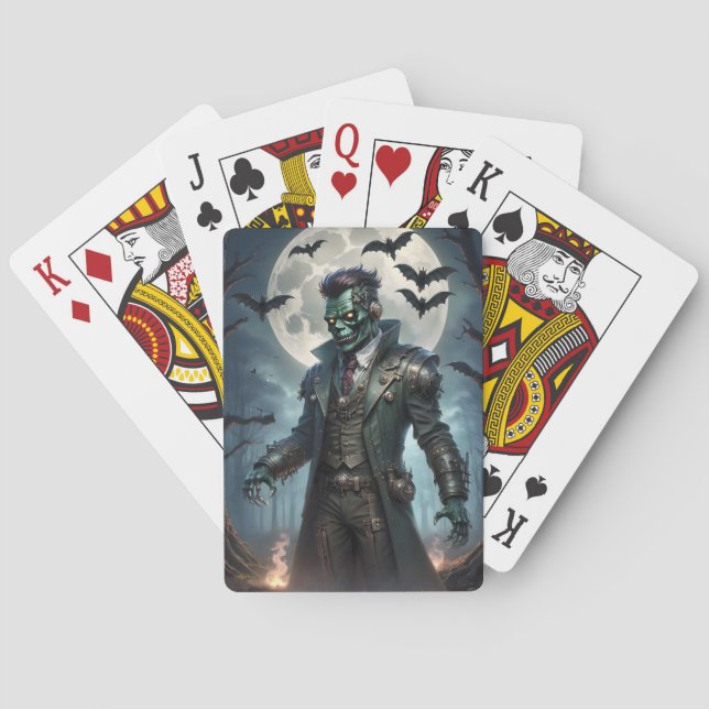 Baraja De Cartas Monstruo de Frankenstein Steampunk de Halloween (Reverso)