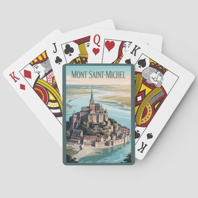 Baraja De Cartas Mont-Saint-Michel France Illustration Travel Art (Reverso)