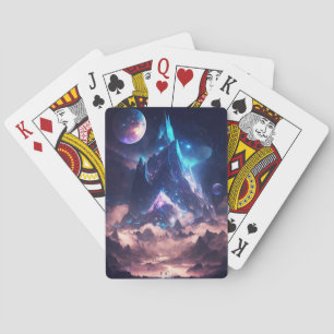 Baraja De Cartas Montaña Del Paisaje De La Fantasía De Cristal